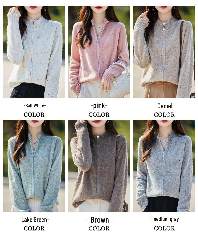 Women's Wool Polka Dot Knit Cardigan - 2025 Autumn/Winter Retro Style Loose Sweater Coat