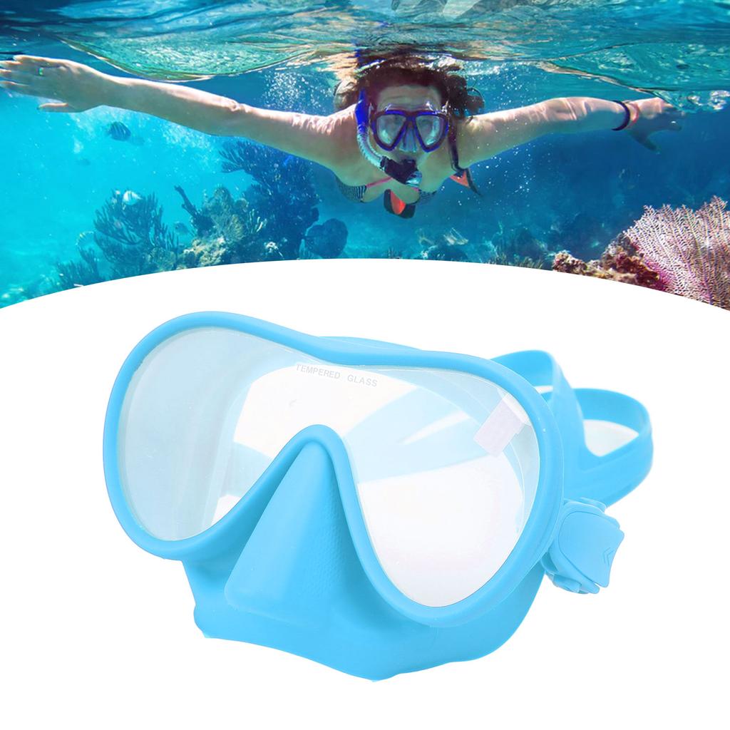 Diving Goggles Anti Fog Tempered Glass Snorkeling Dive Mask with Silicone Strap Foldable Panoramic View Swim Goggles