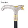 Canne de Marche Tête de Loup Blanc Doré Mordant Canne de Marche Décorative de Mode Gentleman Élégant Canne de Cosplay Pommeau Crosse 93cm