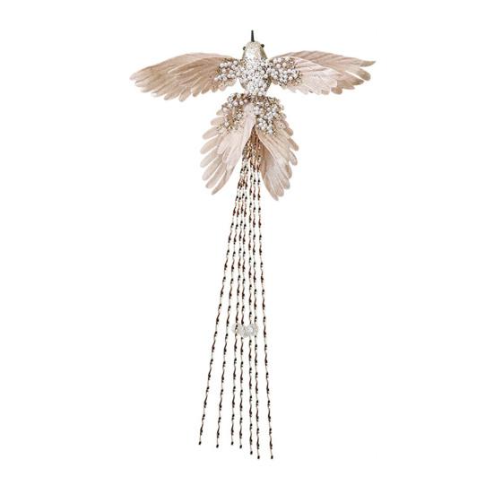 Artificial Glitter Birds Christmas Tree Ornament Realistic Long Tail Hummingbird With Faux