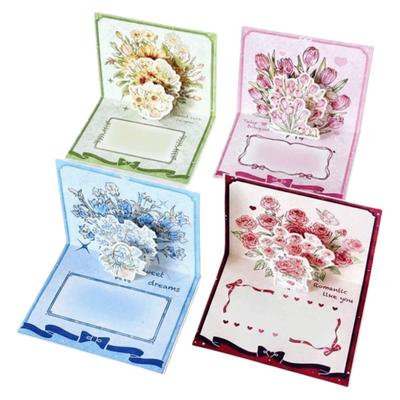 Creative 3D Greeting Card Pop Up Love Rose Thank You Cards with Envelope Blessing Card Wife Girlfriend Gift