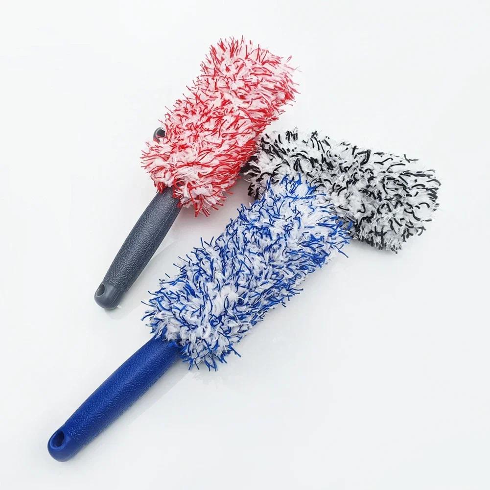 Car Wash Super Brush Plush Premium Wheels Brush Non-Slip Handle Easy To Cleaning Rims Spokes Wheel Barrel Car Accessories