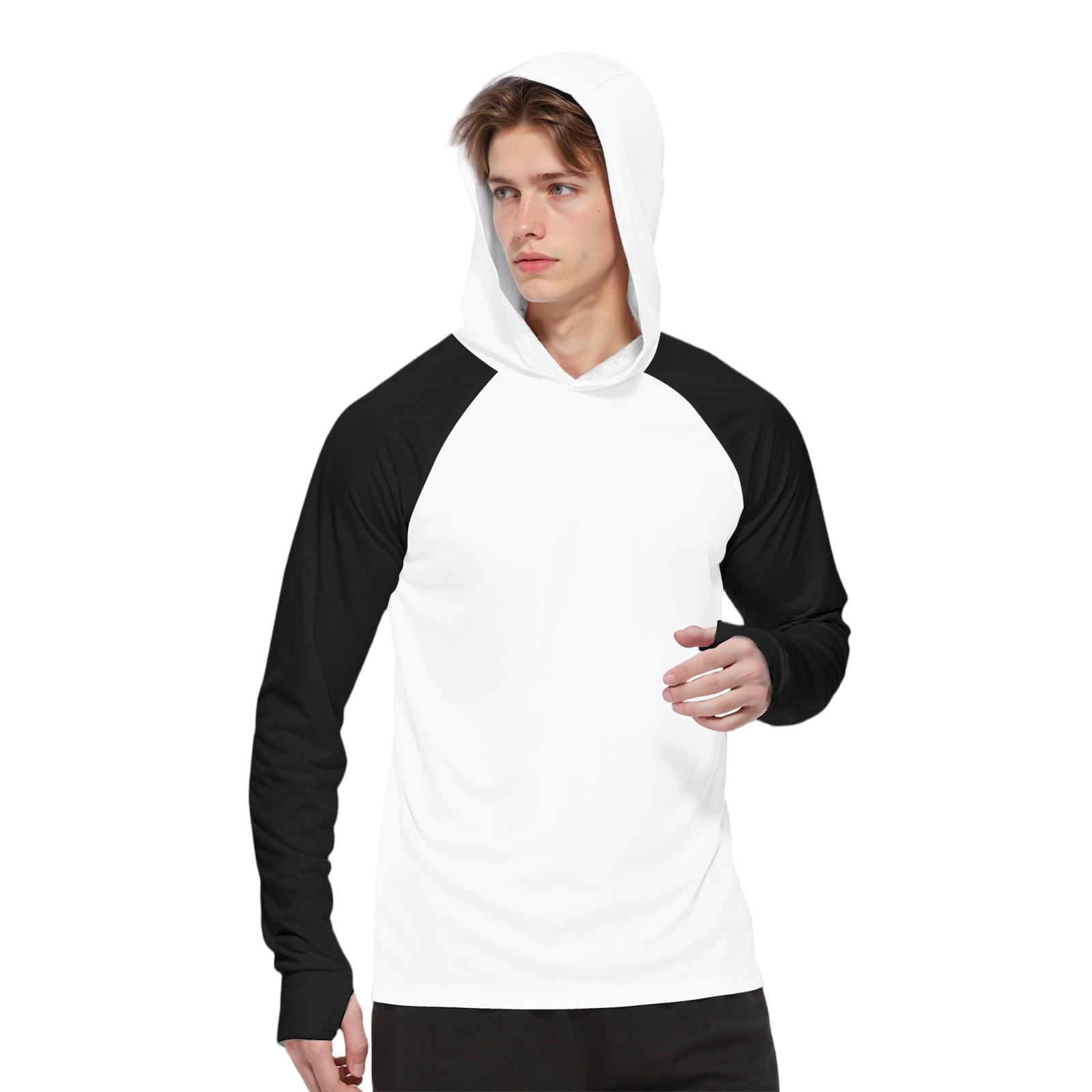 

Мужская модная рубашка с длинным рукавом с принтом и капюшоном SPF/UV XXL белый