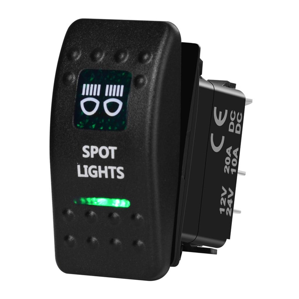 12V/24V Marine Rocker Switch Green LED SPST ON-OFF DPDT ON-OFF-ON Momentary Toggle for 4x4 Off-Road RZR ATV ARB Carling Style