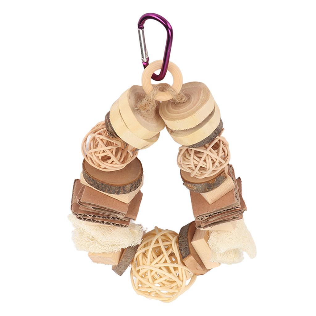 Parrot Chewing Toys Funny Wooden Rattan Balls Loofah Cardboard Hanging Bird Chew Bite Toys for