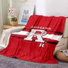 Rutgers Letter Logo Brush Stroke Print Flannel Throw Blanket Soft Plush Blanket for Sofa Couch Bedroom Sport Fan Home Decor