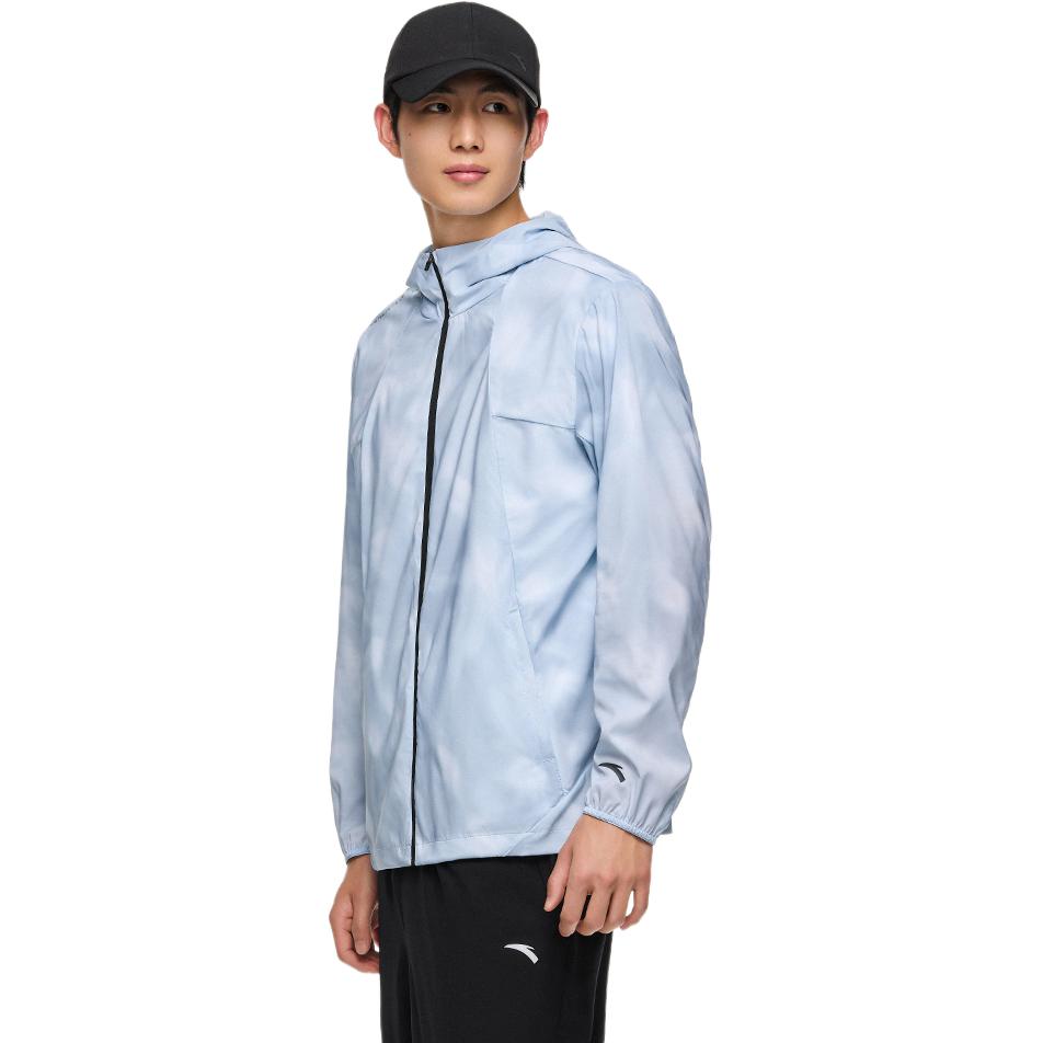 Anta Vollständig bedruckte Kapuzenjacke mit Reißverschluss, leichte Sonnenschutzjacke für Herren, Jacken Hellgrau 152427621-2