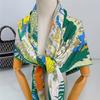130CM Warm Silk Cashmere Scarf Women Hand Rolled Shawl Forest & Animal Printed Square Scarves Wraps Ladies Bandana Hijab Foulard