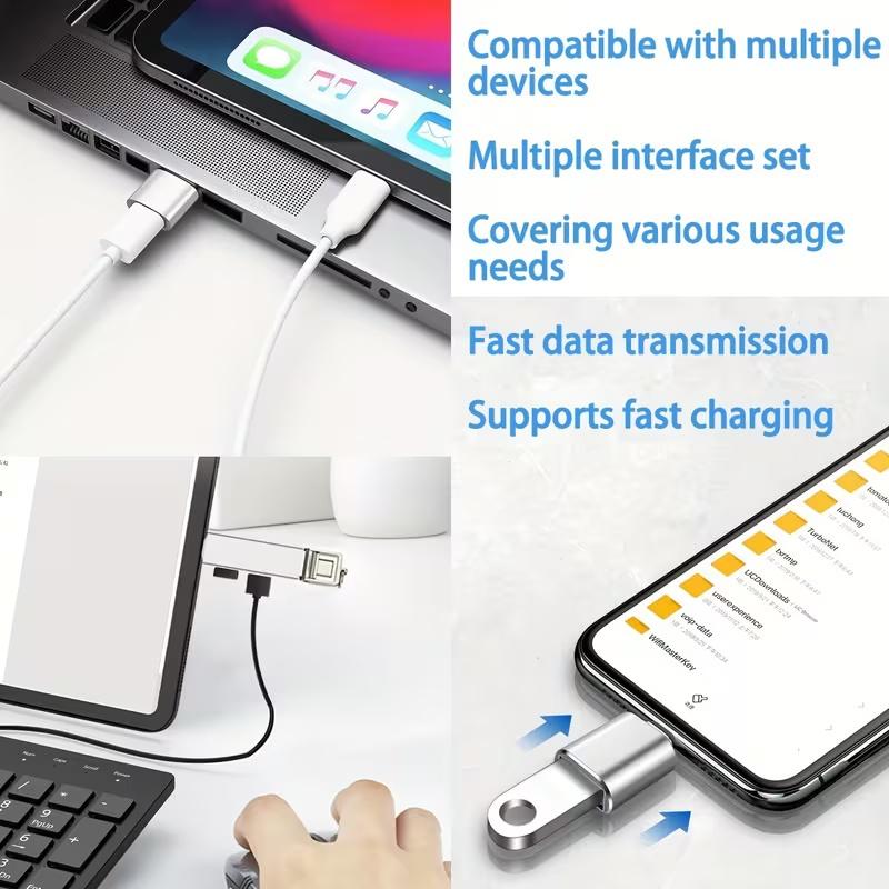 Set of 5 Versatile USB Adapters Converting USB C to USB A Featuring a USB 3.0 Hub for Quick Charging And OTG Functionality 3