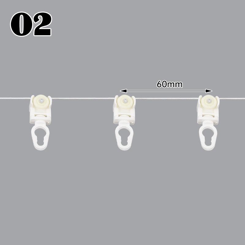 2M Silent Curtain Track Pulley For S Fold Wave Curtains Rail Distance 60mm S-wave Curtain Line Runner Curtain Track Accessories