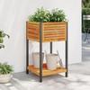 VidaXL Planter and Shelf 45x45x80 Cm Solid Acacia Wood and Steel, Outdoor Planter, Flower Box, Apple Box 367616