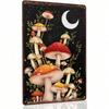 Boho Retro Metal Sign Wall Art Mushroom Decor 20x30cm