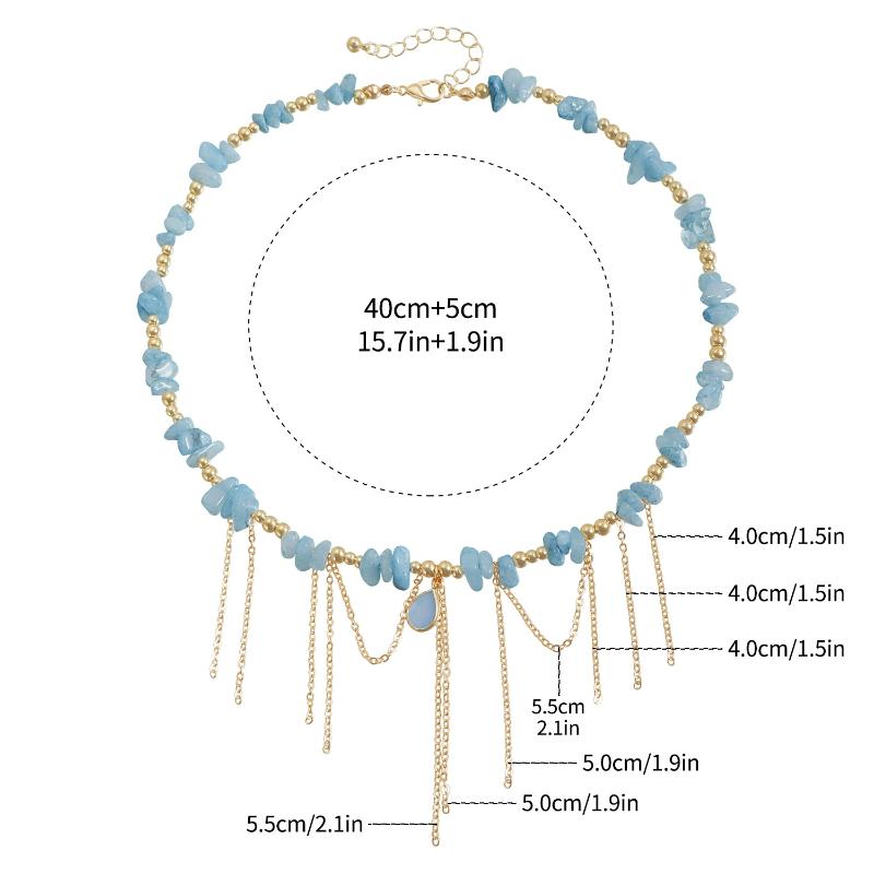 Leichter Luxus Wassertropfen Quaste Design Schlüsselbein Kette Naturstein Halskette Für Frauen Party Schmuck Zubehör