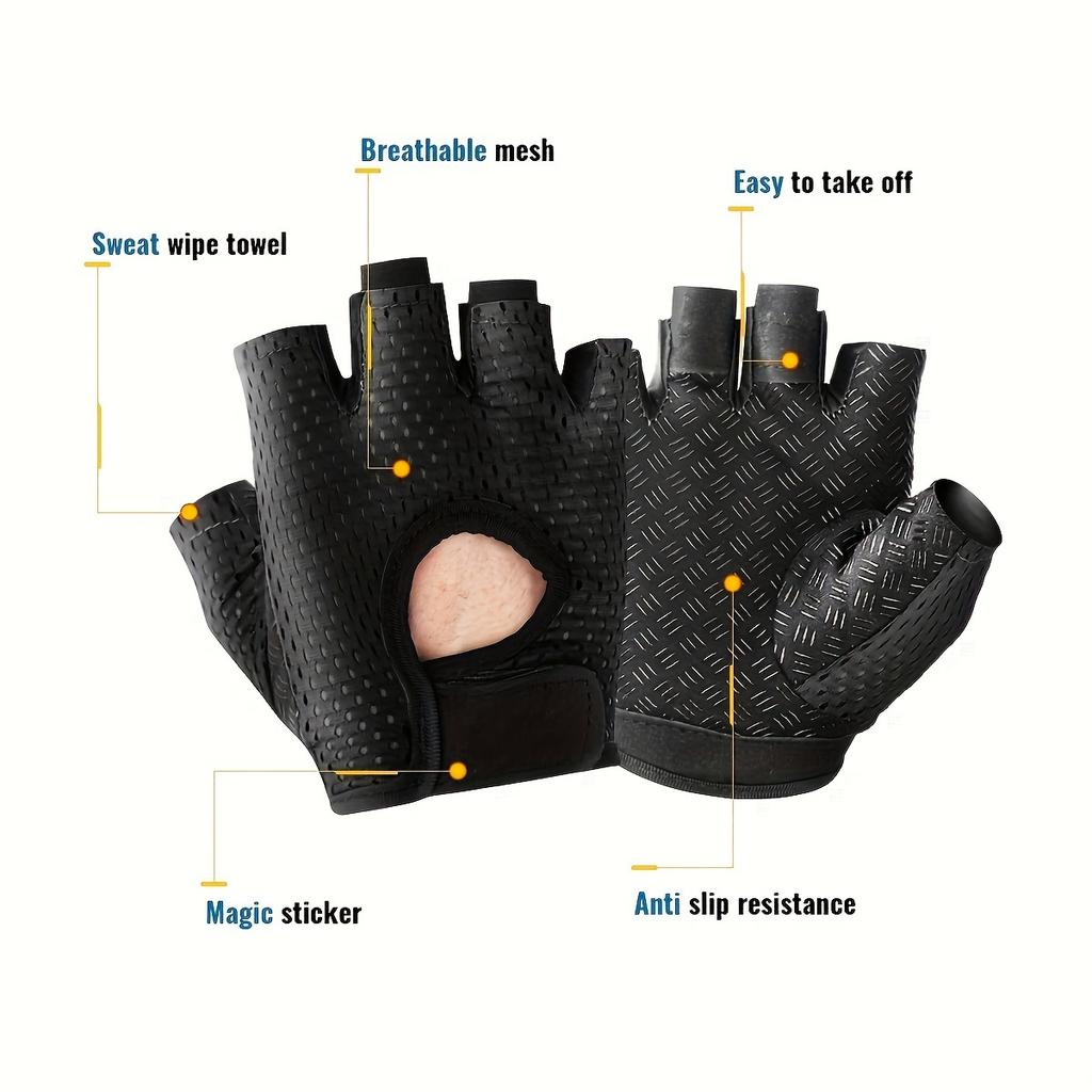 1 Paar Atmungsaktive Anti-Rutsch Halbfinger Trainingshandschuhe Nylon-Mesh, Verstellbarer Handgelenkriemen Ideal für Fitness & Gewichtheben, Gym-Zubehör