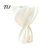 Handmade Textured Resin Vase 3D Printed Cream Color Vase, Silk Texture Art Vases for Nordic Style Dried Flower Living Room Entryway, Minimalist Modern