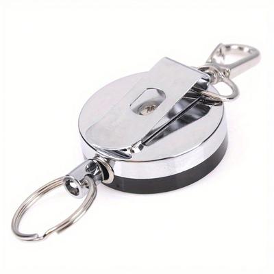 1pc Retractable Key Holder, Heavy Duty Metal Key Reel Badge Holder Telescopic Rope Pull Key Chain Keychain Card Holder With Belt Clip