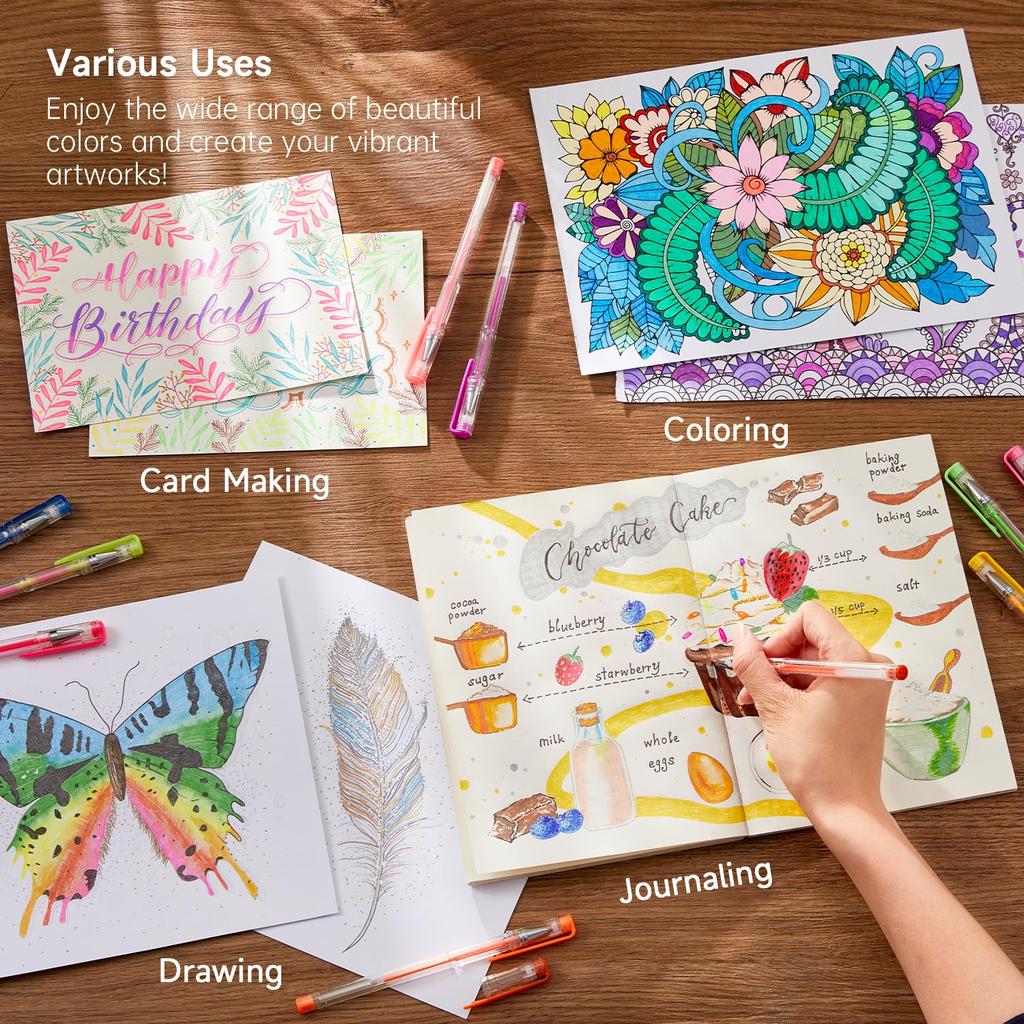 Shuttle Art Gel Ballpoint Color 180 Color 180 Color Ballpoint Gel Light Water Adult Coloring Note For School Entrance Transparent Case Included Pen,