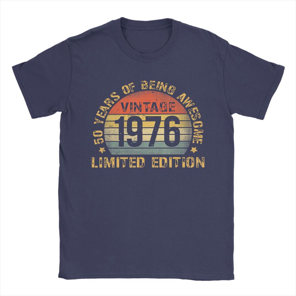 50 Birthday Decorations Unisex 50yr 1976 50th Birthday T-Shirt Summer  Hip Hop T Shirts Unisex's Clothes Short Sleeve Awesome Tops
