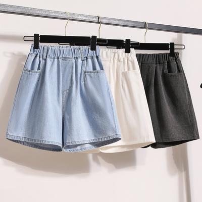 New Summer A-line Thin Tennis Denim Shorts for Women with Slightly Fat MM Versatile Loose High Waist Wide-leg Pants