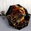 1pc Golden Feline Elegance Automatic Umbrella - Automatic Opening And Closing, Sturdy Iron Frame, Formal Occasions Yy251018145