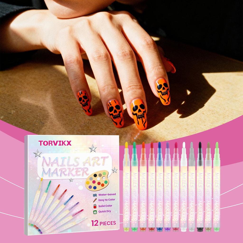 TORVIKX Multicolor DIY Nail Art Pen - Easy, Smudge-Resistant, Versatile for Any Occasion
