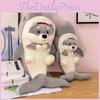 Adorable Shark Dog Plush Toy Grey Soft Short Plush Stuffed Animal Pillow 85cm