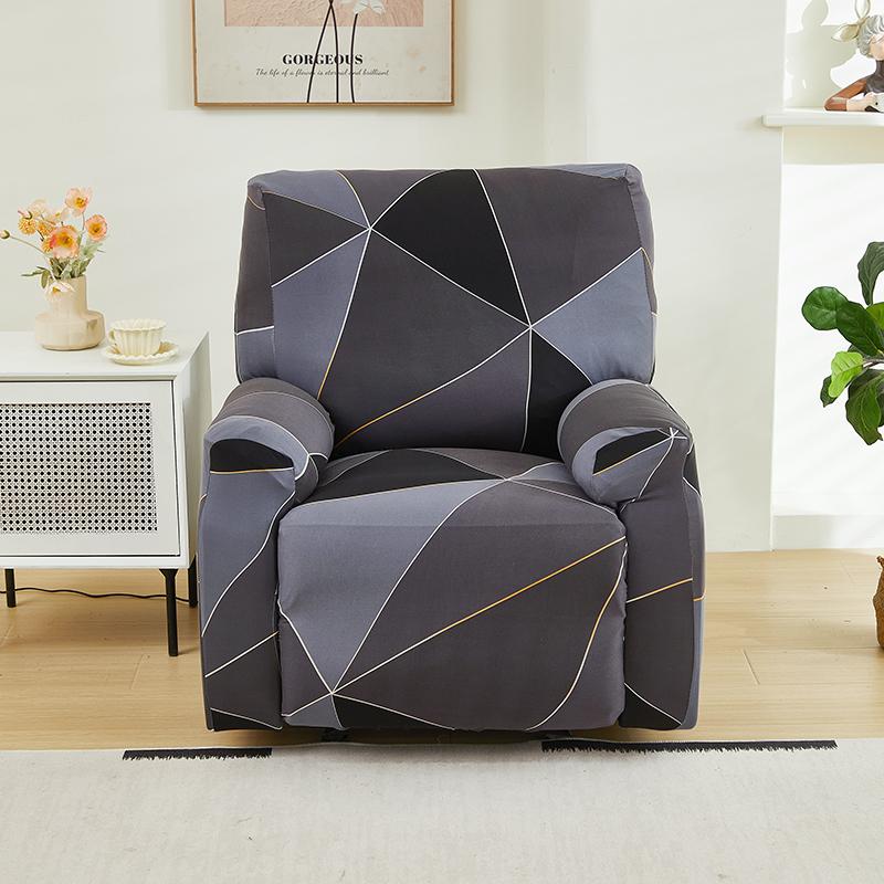 4Pc Printed Stretch Recliner Chair Cover Armchair Slipcovers All-Inclusive Recliner Sofa Cover For Living Room Office Home Decor