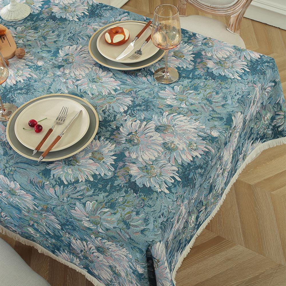 Tovaglia Stile Pittura a Olio Retrò Tovaglia da Tavolo da Cucina Copritavolo Rettangolare in Cotone Lino Jacquard Tovaglie Rettangolari Copritavolo da Tavola da Pranzo