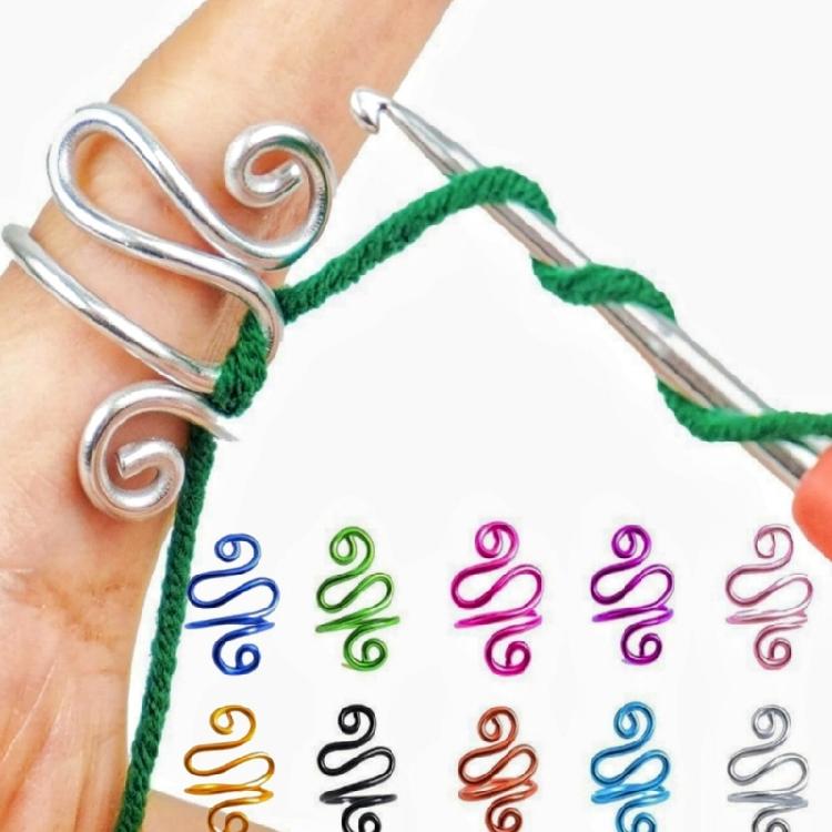 10/14/15 Pcs Snake Shape Crochet Tension Rings Open Finger Rings Adjustable Crochet Rings