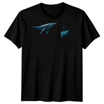 Night Whales Unisexs T Shirt Midnight Ocean Moon Forest Fantasy Art Tee