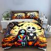 Halloween Couple with Pumpkins Bedding Duvet Cover Set Duvet Cover Pillowcases  (1*Duvet Cover 2*Pillowcases, Without Duvet Insert)