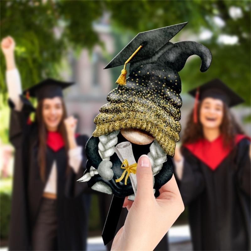 Gnome Garden Stake Graduation Yard Signs Waterproof Congrats Sign with Stakes