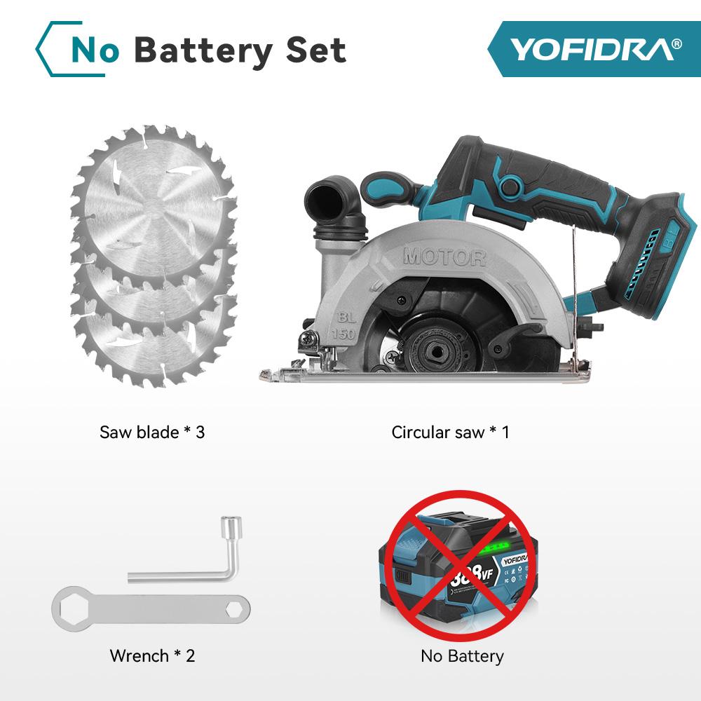 YOFIDRA 6Inch Brushless Electric Circular Saw Digital Display Chainsaw Multifunctional Cutting Tool For Makita 18V Battery Pin