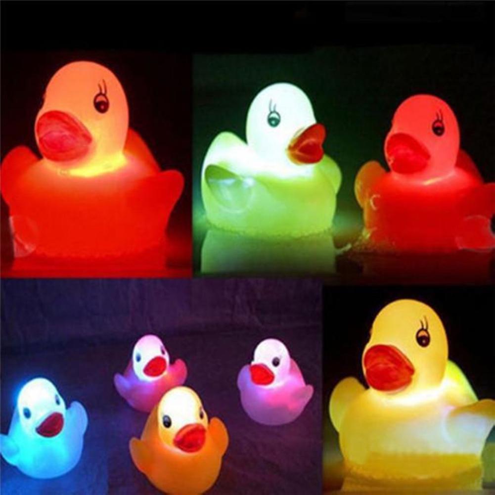 1Pc Newborn Baby Bath Time Toy Changing Duck Flashing LED Lamp Light