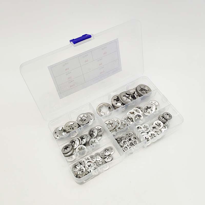 180-Piece Set: 304 Stainless Steel Internal Tooth Conical Spring Washers, M3-M12