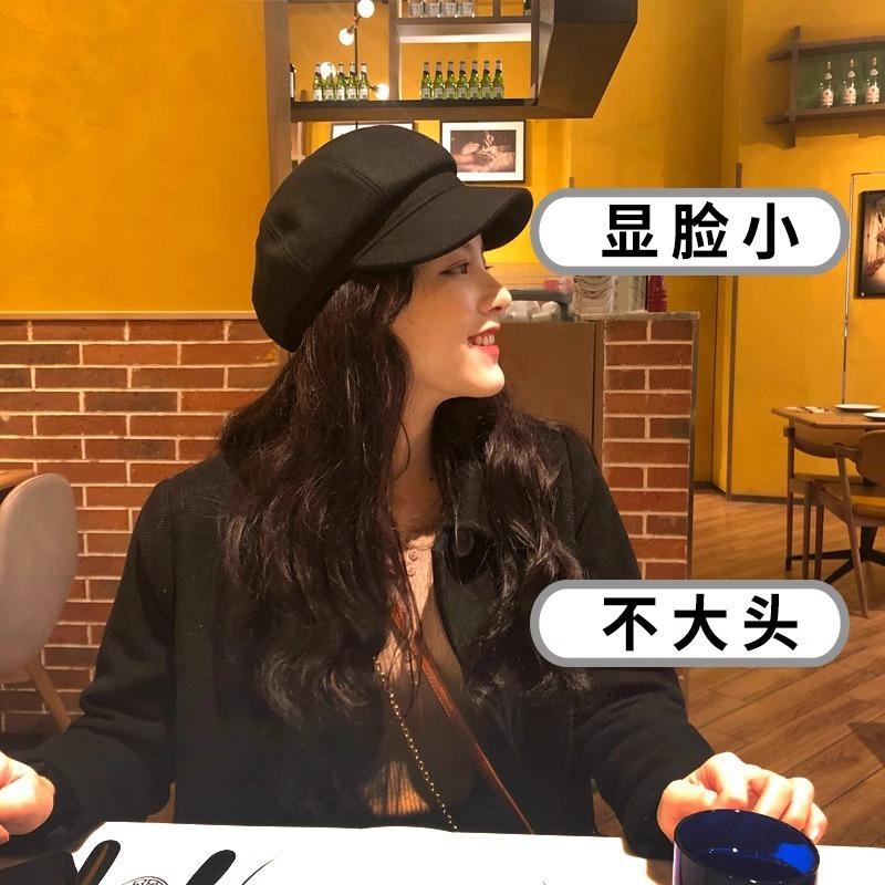 Octagonal Hat Women's Winter Tide Brand Autumn and Winter Hat British Retro Newsboy Hat Big Head Circumference Beret Men