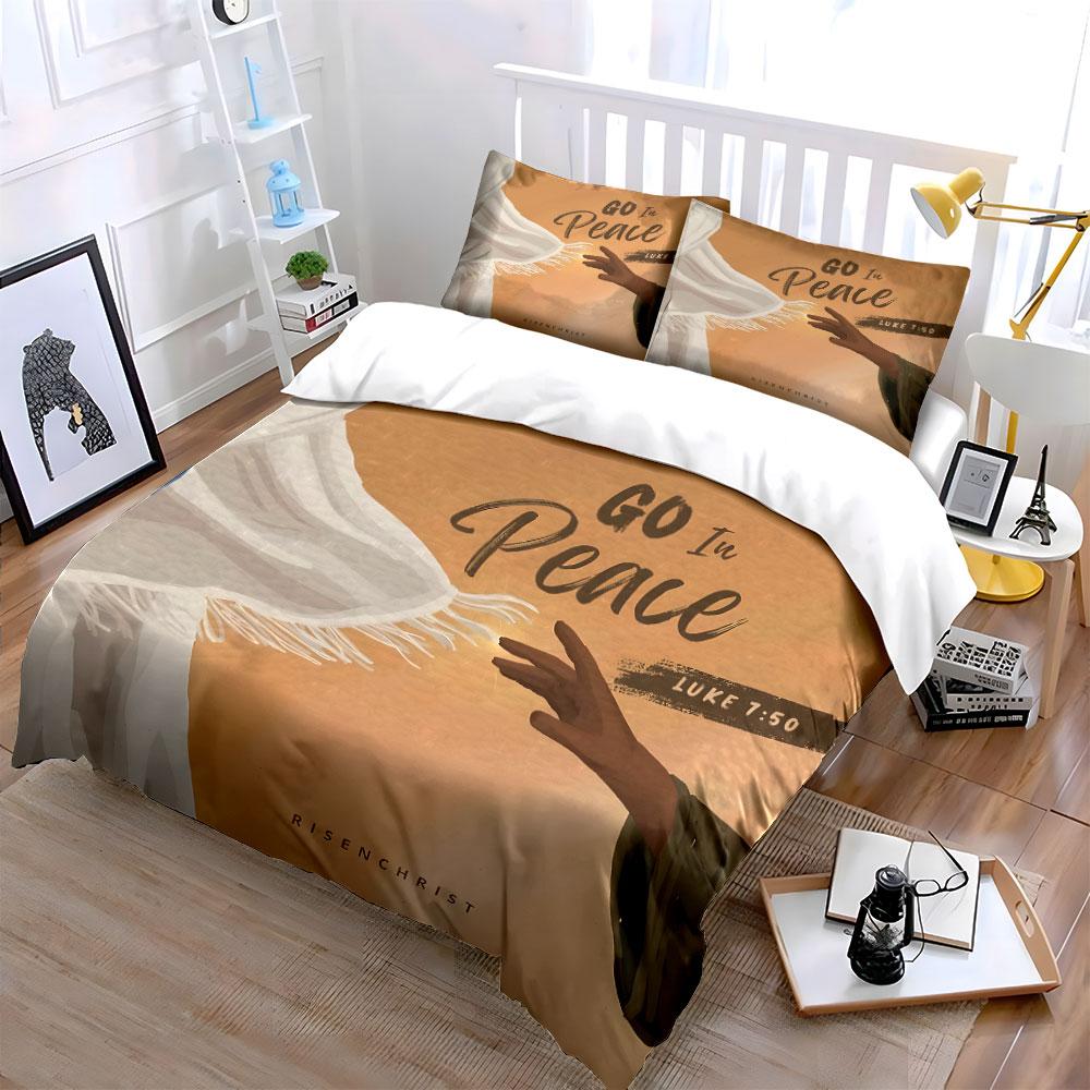 Go In Peace Luke 7:50 Bedding Duvet Cover Set Duvet Cover Pillowcases (1*Duvet Cover 2*Pillowcases, Without Duvet Insert)
