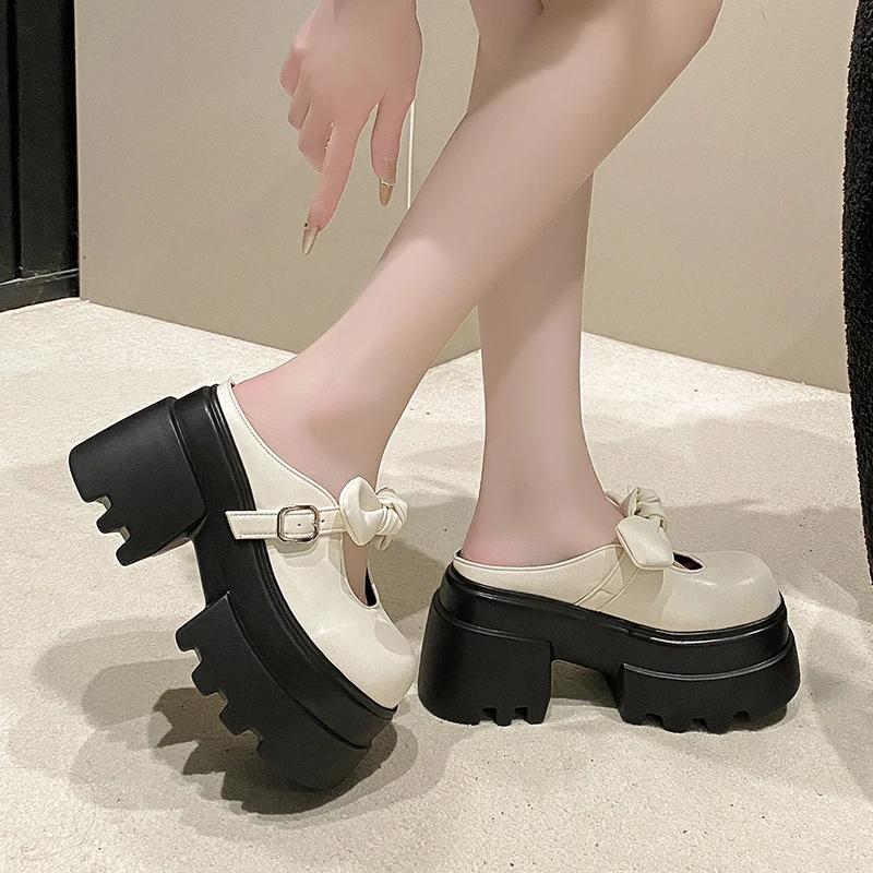 Fashion 10CM Spring Summer Women's Sneakers High Platform Butterfly-Knot Casual Shoes Thick Sole Heels Walking Slippers Zapatos Mujer