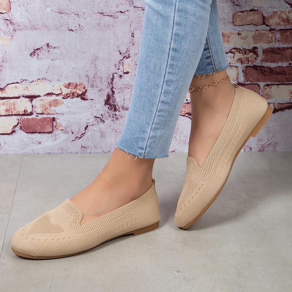 New Oversized Single Shoe with Fly Woven Mesh Surface, Shallow Mouth, One Foot Kick, Lazy Flat Bottom Casual Women's Shoes