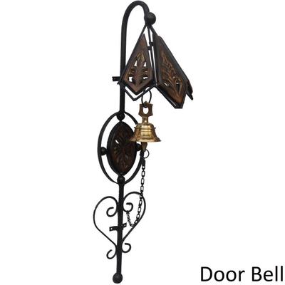 Artesanato PORTA COM ASPECTO ANTIGO Madeira, Ferro, Sino Decorativo de Latão  (Preto, Castanho, Amarelo, Pacote de 1)