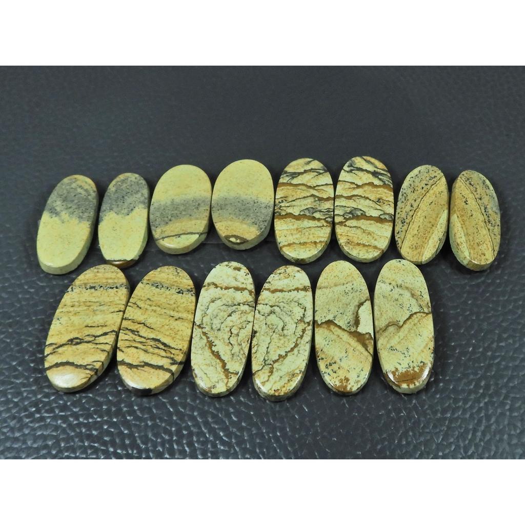 Natural Picture Jasper Matched Pair Oval Cabochon Loose Gemstone 07 Pair Lot C-3381