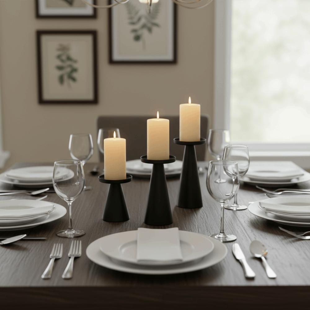 3PCS/SET Stand Nordic Golden Candle Holder Cone-shaped Scented Candles Pillar  Valentine's Day