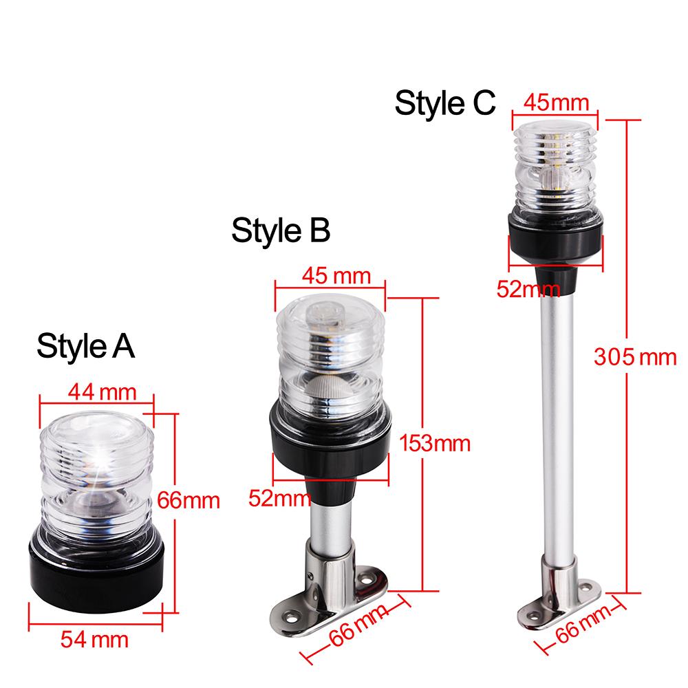 Marine Boat Yacht Stern Anchor Pure White LED Navigation Light All Round 360° DC 12V Waterproof Anchor Signal Light