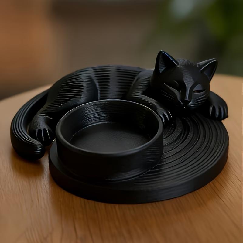 

Cute Cat Silhouette Candle Holder, Warm Ambience Tealight Stand, Art Home Decoration For Living Room Bedroom Tabletop белый