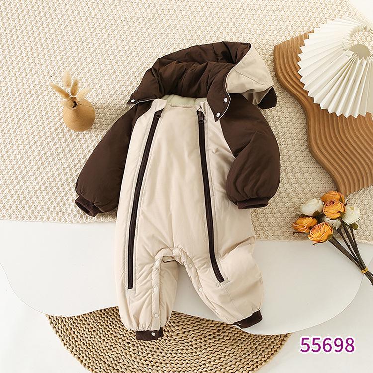 

Уютный хлопковый и флисовый зимний комбинезон для малыша: Плотный, теплый комбинезон для детей 90 cm бежевый