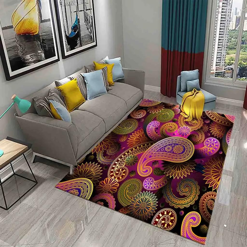 Paisley Flower Tree of Life Indian Culture Rugs for Living Room Bedroom Door Mats Decor Carpets Bathroom Kitchen Non Slip Rugs