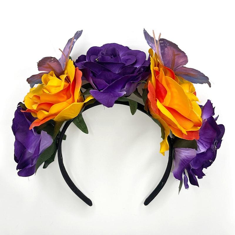 

Хэллоуин/Мексиканские аксессуары для волос Карнавальная корона Косплей Повязка на голову Мексиканская корона из роз Цветочные формы Вечеринка Многоцветный