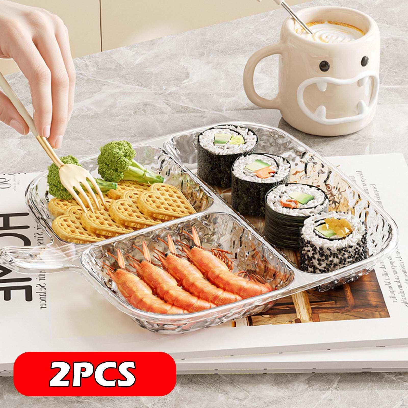 

2 Compartment Side Trays, Divided Plates, Serving Trays for Fruit Meal Prep чистий