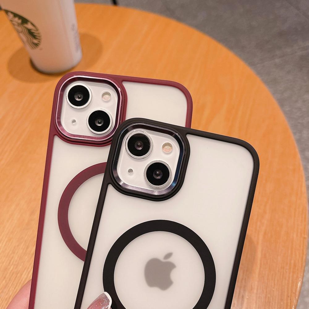 Matte Magsafe Wireless Charging Phone Case For Iphone 14 13 12 11 Pro Max Acrylic Back Silicone Frame Metal Camera Side Keys