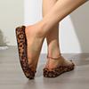 Fashion Leopard Print Flip Slippers Summer New Round Toe Open Toe Transparent Band Platform Non-slip Wear-resistant Pumps